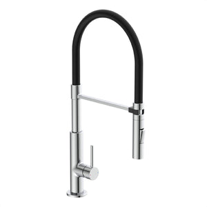 Schütte stilo design keukenkraan - mengkraan - hoge, draaibare uitloop - uittrekbare mousseur - zijdelingse greep - soft-touch slang, chroom zwart