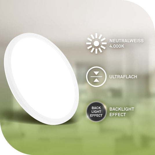 Briloner tava a - led plafonniere - ultra energiezuinig - plafondlamp met achtergrondverlichting - 11w - 4.000 k - 2.400 lm - eek a - ø29 - wit