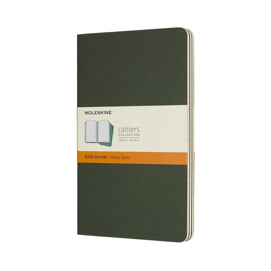 Moleskine cahier journals - large - gelinieerd - groen - set van 3