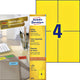 Avery gekleurde etiketten, geel, 105,0 x 148,0 mm, permanent klevend