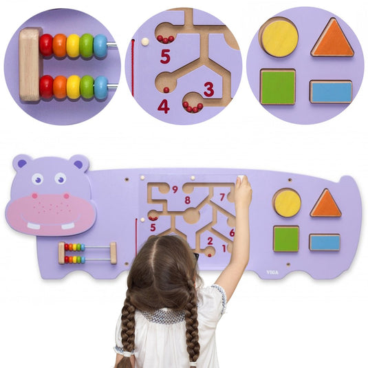 Vigatoys viga toys - nijlpaard - wandspeelbord - multi