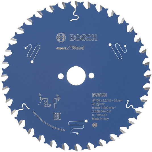 Bosch cirkelzaagblad expert for wood 160x20x2.2 1.6x36 t