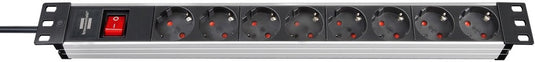 Brennenstuhl alu-line 19 stekkerdoos 8-voudig 2m h05vv-f 3g1,5 + schakelaar
