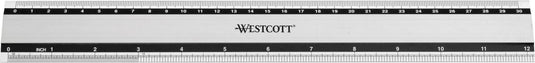 Westcott liniaal - 30cm 12 inch - aluminium - met anti slip - ac-e10191