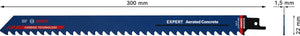 Bosch expert aerated concrete s 1241 hm säbelsägeblatt 300 mm 1 stk. ( 2608900410 ) carbide technology