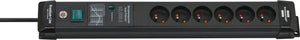 Brennenstuhl premium-line 60.000a stekkerdoos met overspanningsbeveiliging 6-voudig zwart 3m h05vv-f 3g1,5 *be*