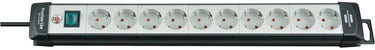Brennenstuhl premium-line stekkerdoos 10-voudig zwart lichtgrijs 3m h05vv-f 3g1,5