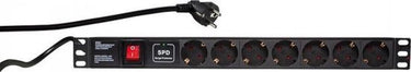 Logilink pdu7c01 19 inch stekkerdoos voor patchkast 1 he geaarde contactdoos aluminium profiel, met schakelaar, vast in