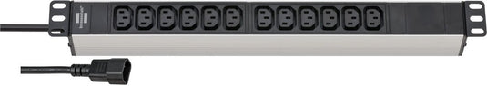 Brennenstuhl alu-line 19 stekkerdoos voor schakelkasten 12-voudig 2m h05vv-f 3g1,0
