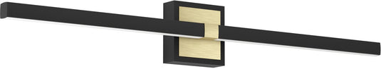 Eglo peguera wandlamp - led - 80 cm - zwart|goud - badkamer - spiegellamp