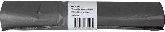 Q-connect vuilniszak 25 micron, ft 60 x 90 cm, 60-65 liter, grijs, rol van 20 stuks