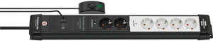 Brennenstuhl premium-line comfort switch plus stekkerdoos 6-voudig zwart lichtgrijs 3m h05vv-f 3g1,5 2 x permanente, 4 x schakelbare