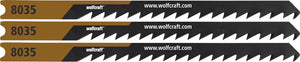 Wolfcraft - 3 decoupeerzaagbladen voor zacht hout - fijne bochtsnede - hcs-blad met u-schacht – ideaal voor zacht hout en mdf - 8035000