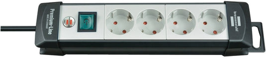 Brennenstuhl premium-line stekkerdoos 4-voudig zwart lichtgrijs 1,8m h05vv-f 3g1,5