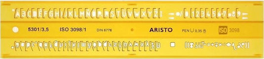 Aristo lettersjabloon - afmetingen 180x40mm - letterhoogte 3,5mm - h-profiel - oranje transparant - ar-5301 3