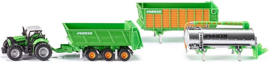 Siku 1848, deutz agrotron x720 tractor met joskin-cargo hangerset, schaal 1:87, metaal kunststof