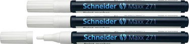 Schneider schrijfwaren schneider lakmarker - maxx 271 - 1-2 mm - wit - 3 stuks - s-127149-3