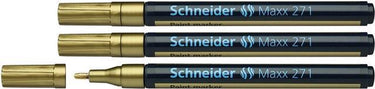 Schneider schrijfwaren schneider lakmarker - maxx 271 - 1-2 mm - goud - 3 stuks - s-127153-3