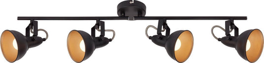 Briloner soft - plafondspot – retro opbouwspot – zwart-goud – 2x e14 fitting – kantelbaar – metaal – 79 cm