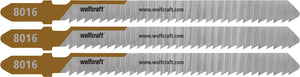 Wolfcraft - 3 decoupeerzaagbladen voor hardhout - 50mm zuivere snede - t-schacht - 8016000