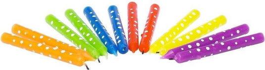 Party time party casa verjaardagskaarsen 12 stuks - 8 cm - party candles met stippen - feestkaarsen voor taart - taartkaarsjes in meerdere kleuren