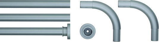 Sealskin seallux - douchegordijnstangset - douchegordijnstang 3x - koppelstuk 2x - mat aluminium