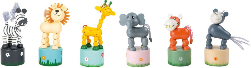 ギャラリービューアに画像をロードする, Small foot - houten drukfiguur wilde dieren, set van 6
