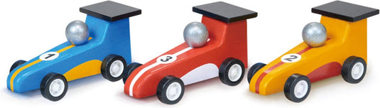 Mentari voertuigen - pull back racewagens - 9x4,2x4,1cm - 3 stuks - 3 jaar