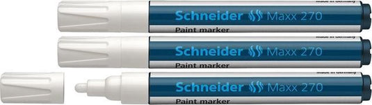 Schneider schrijfwaren schneider lakmarker - maxx 270 - 1-3 mm - wit - 3 stuks - s-127049-3
