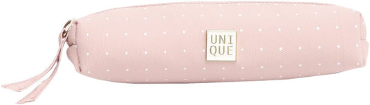 Ancor schooletui unique leeg rechthoekig 1-vaks dots roze - an-122121-c