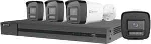 Ezviz h3k poe 4k kit - 4x beveiligingscamera buiten – ai-detectie, nachtvisie active defense - ip67 – poe sd