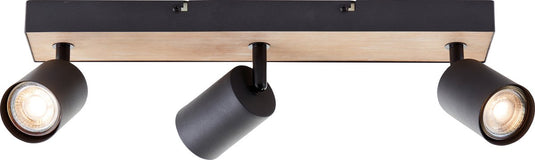 Brilliant jello wood - plafondspot - 3xgu10 - hout zwart