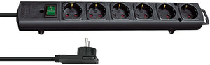 Brennenstuhl comfort-line plus stekkerdoos met platte stekker 6-voudig zwart 2m h05vv-f 3g1,5