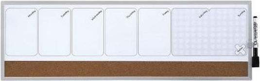Nobo whiteboard weekplanner - weekplanner magnetisch - 585 x 190 mm - natuurbruin - ideaal voor thuiskantoor