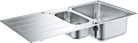 Grohe k500 roestvrijstalen spoelbak met korfplug