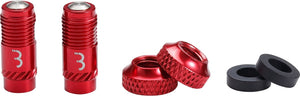 Bbb cycling corecap - universele ventiel upgrade set - 300% meer luchtstroom - geschikt voor alle pompen - presta naar schrader formaat - 2 stuks - rood - bti-165