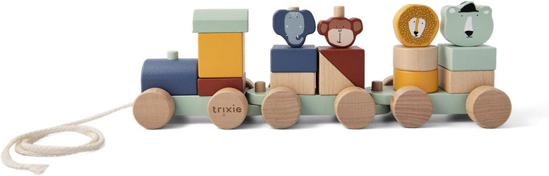 Afbeelding laden in galerijviewer, Trixie houten speelgoed - dieren trein - met bouwblokken - treinset met blokken - vanaf 1,5 jaar - voor jongens en meisjes - fsc
