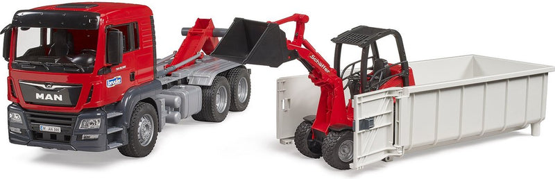ギャラリービューアに画像をロードする, Bruder , miniatuurauto van de man tgs vrachtwagen met container, rood
