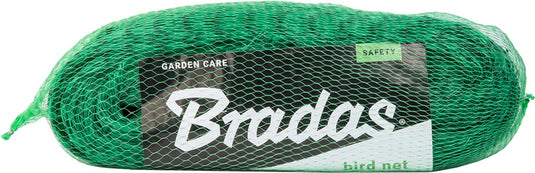Bradas vogelnet 4x20 meter - extra sterk - maaswijdte 19mm - groen - tuinnet vogels - vogelbestrijding
