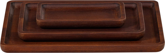 Woood trayla dienblad - mangohout - bruin - set van 3
