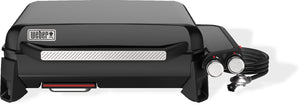 Weber slate plancha - 56 cm bakplaat - gasbarbecue - 2 branders - zwart - verstelbare poten - deksel voor bescherming - bereikt tot 260 °c - porselein geëmailleerde bakplaat met anti-aanbaklaag