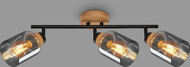 Briloner - hema - plafondlamp, plafondlamp, lamp, rookglas, draaibaar, woonkamerlamp, slaapkamerlamp, keukenlamp, zwart-hout