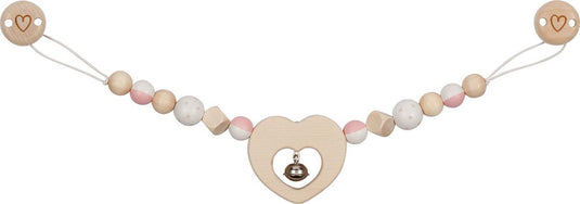 Goki houten wandelwagenketting hart met clips