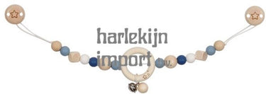 Goki houten wandelwagenketting ster blauw met clips