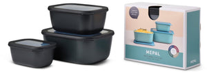 Mepal - multikom cirqula vershouddoos set - 750 + 1500 + 3000 ml - rechthoekig - nordic black