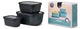 Mepal - multikom cirqula vershouddoos set - 750 + 1500 + 3000 ml - rechthoekig - nordic black