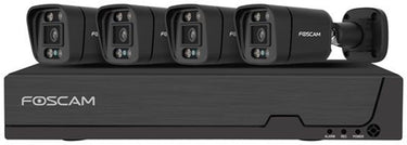 Foscam fna108e-b4-2t-b kit beveiligingscamera set - 4 camera's - poe - 2tb geheugen - kleurennachtzicht 20m - 8mp - zwart