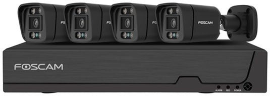 Foscam fna108e-b4-2t-b kit beveiligingscamera set - 4 camera's - poe - 2tb geheugen - kleurennachtzicht 20m - 8mp - zwart