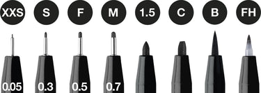 Faber-castell tekenstift - pitt artist pen - zwart - 8-delig xxs, s, f, m, b, c, 1.5, fh - fc-167158