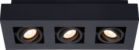 Lucide xirax - plafondspot (plafondlamp) - led dim to warm - gu10 - 3x5w 2200k 3000k - zwart